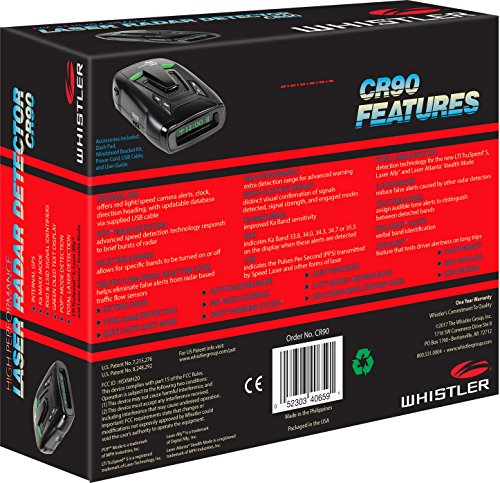 image for Whistler CR90 High Performance Laser Radar Detector: 360 Degree Protec