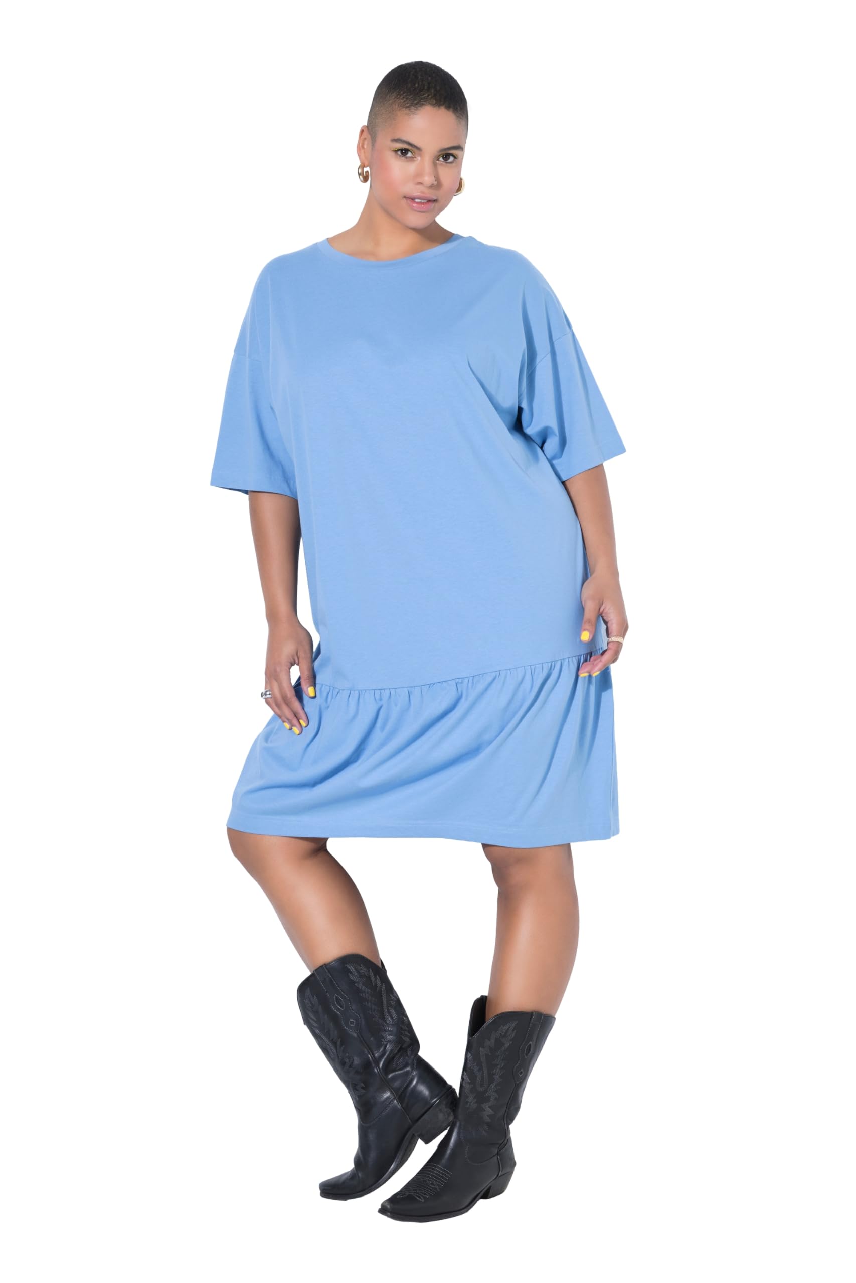 Studio Untold Damen große Größen Übergrößen Plus Size Jerseykleid, A-Linie, Saumvolant, Halbarm 849429