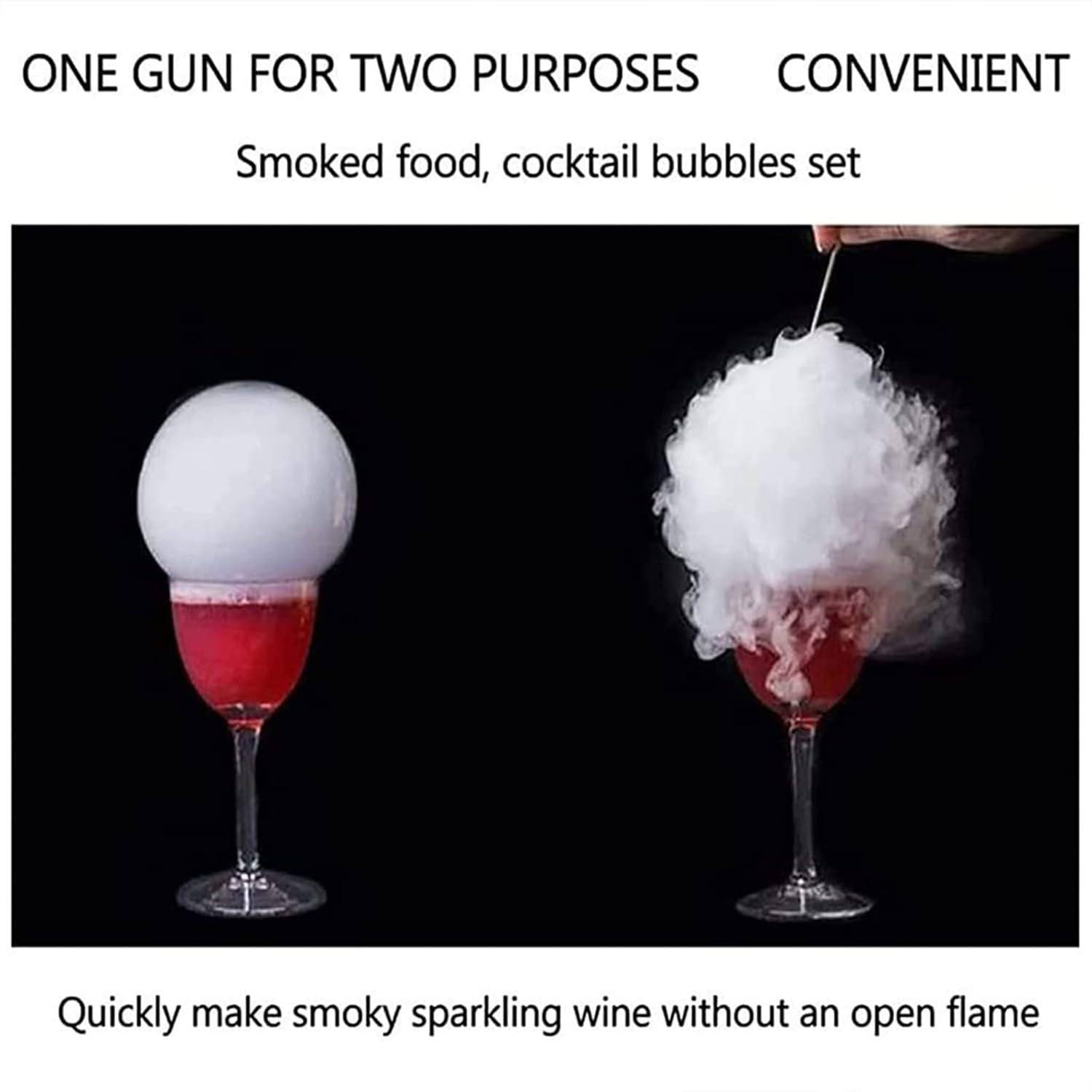 Pistolet à Fumée Cocktail & Cuisine – Smoke Gun USB Rechargeable Avec Bulles De Fumée, Pour Boissons, Viandes, Fromages & BBQ