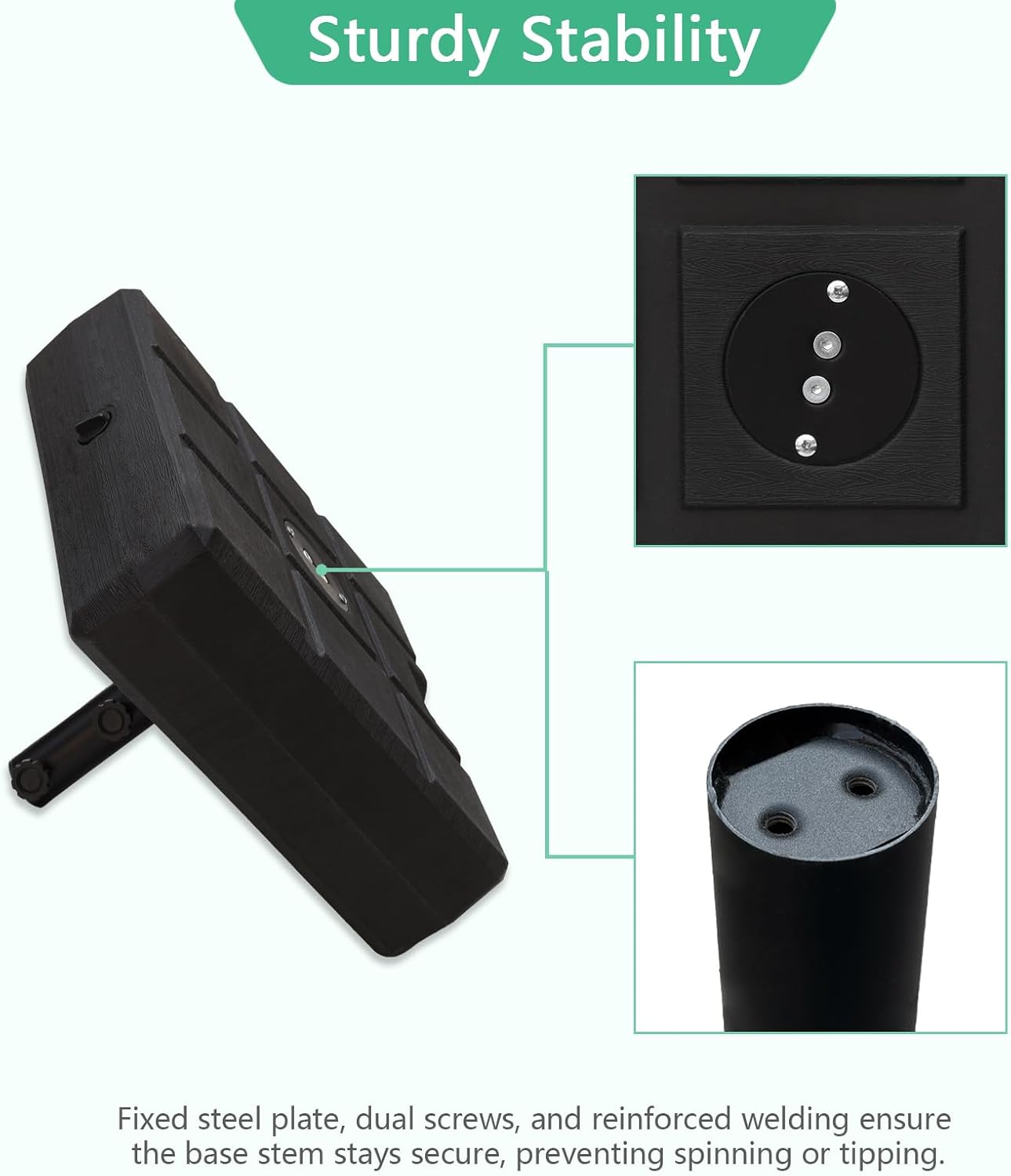 Helios&Hestia 122 lb Heavy Duty Square Plastic Water and Sand Fillable Outdoor Umbrella Base Stand Weight for Patio Market Table Umbrella, Black