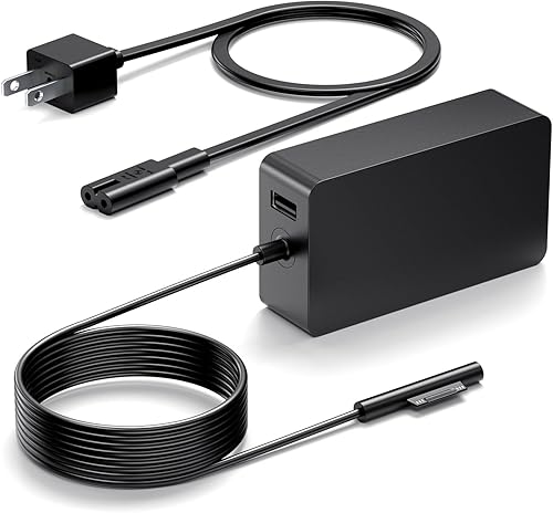 Cargador de 65 W apto para Microsoft Surface Pro 10, 9, 8, 7+, 7, 6, 5, 4, 3, X, Windows Surface 6, 5, 4, 3, 2, 1, Surface Go Tablet, Surface Book