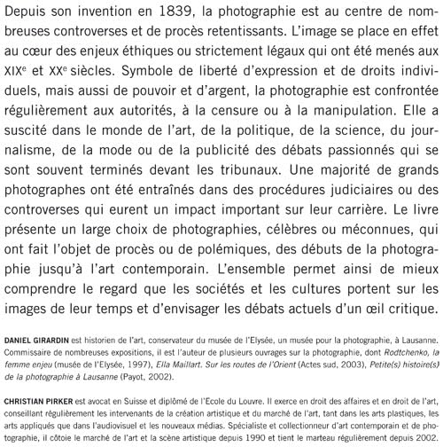 Controverses: Une histoire juridique et éthique de la photographie