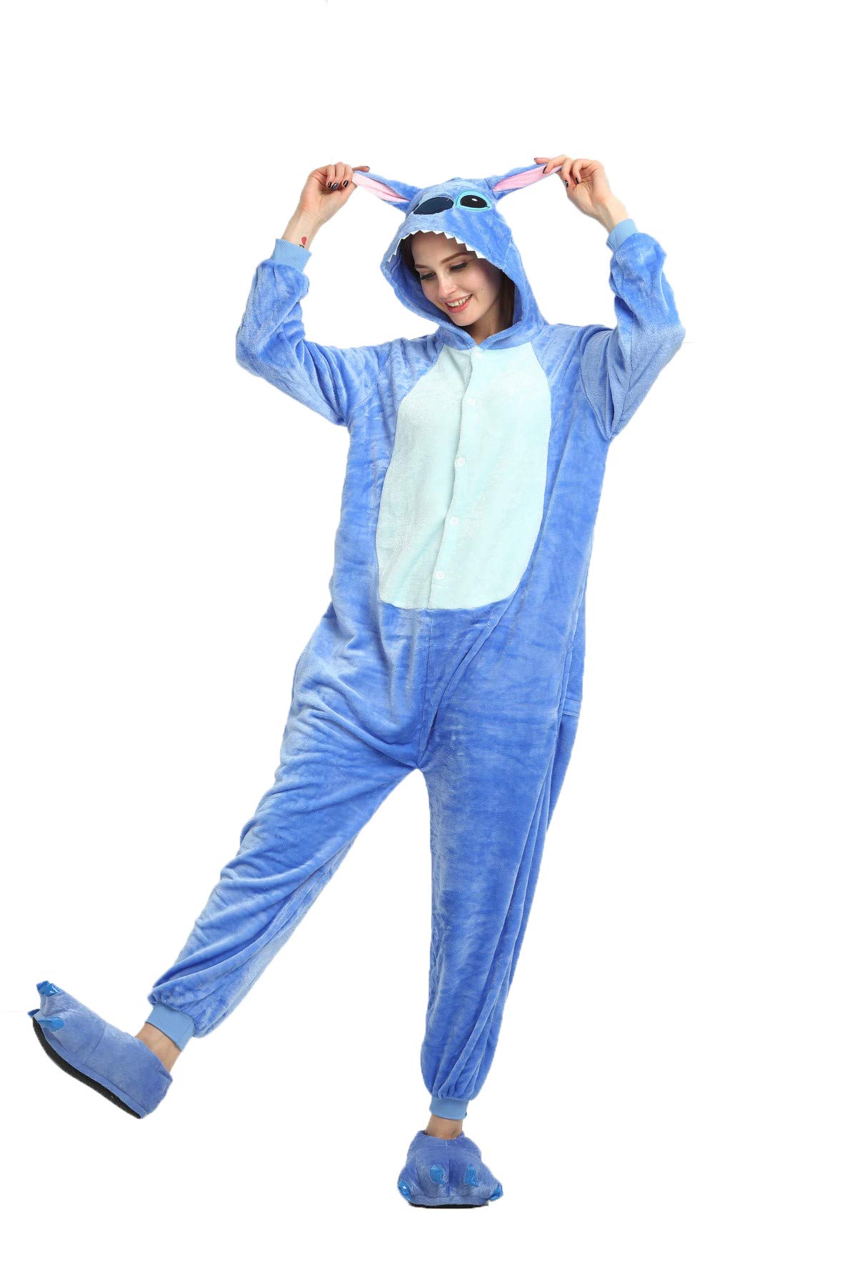 Ensemble de Pyjama Licorne Grenouillère Animaux Siamois Romper Pajamas Kigurumi Onesie Cosplay Animal Combinaison Costume Vêtement de Nuit en Flanelles Soirée Carvanal Halloween Noël Déguisement