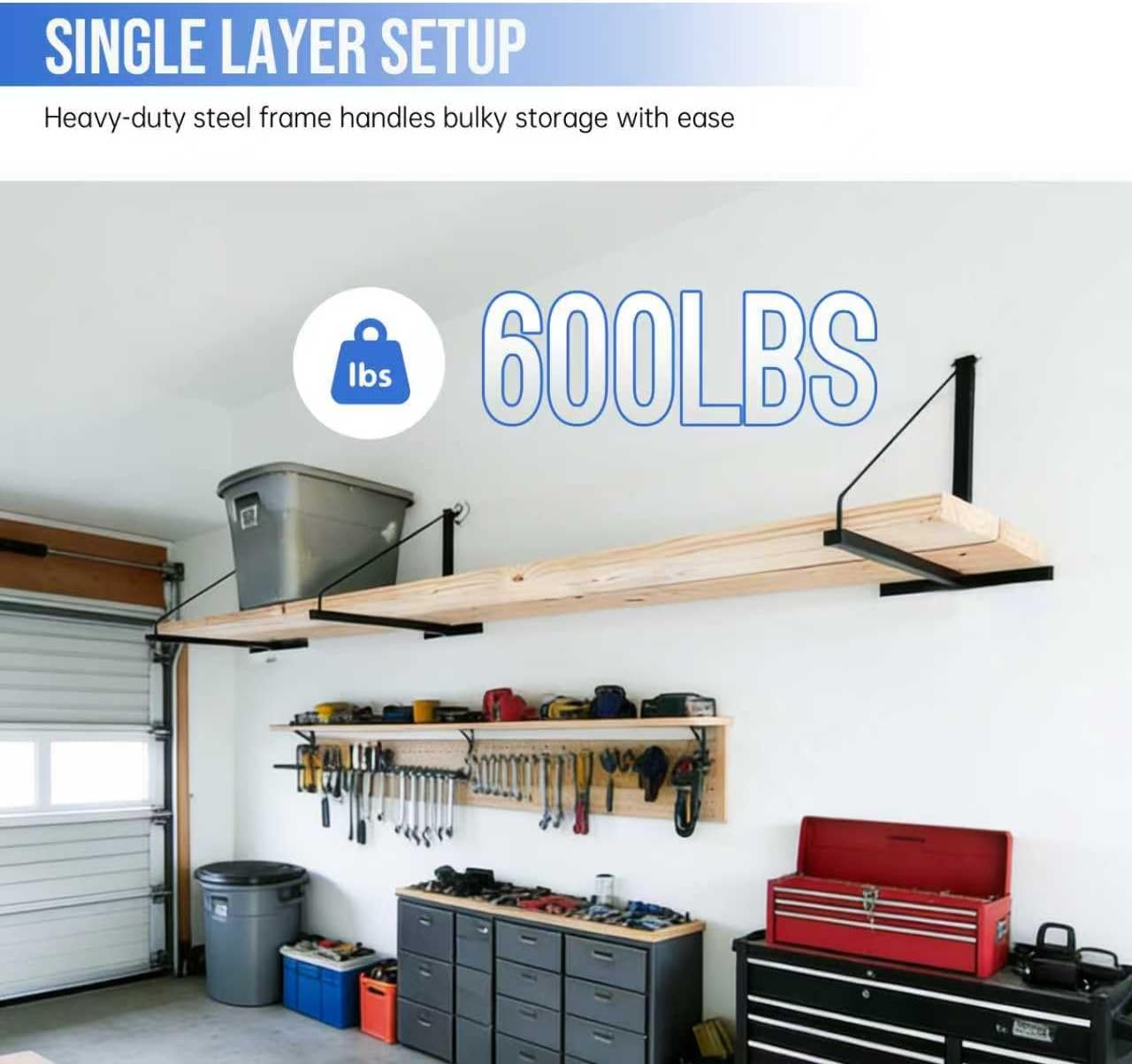 4 Pack Shipping Container Shelving Brackets, Heavy Duty Steel Container Shelf Brackets for 2-Tier Setup (Expandable to 3+ Tiers), 600lbs Capacity, No-Drill Cargo Storage for Trailers & Garages