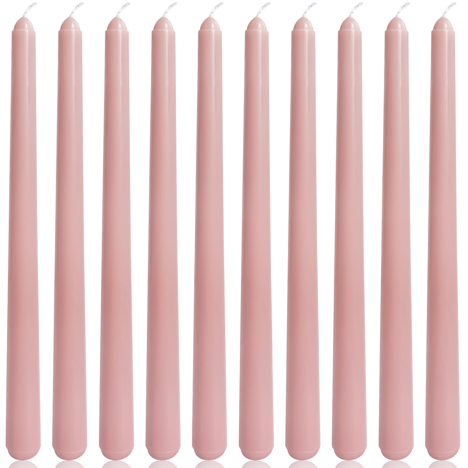 Photo 1 of [All Melted together] 10 Inch Dusty Rose Taper Candles for Home Decoration, 10 Pack Unscented Candlesticks for Dinner Wedding Party, Smokeless and Dripless Candle Sticks