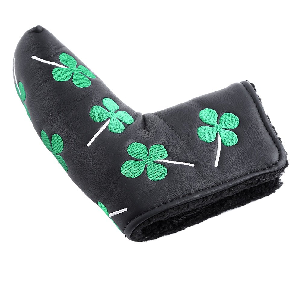 Nikou Putter Cover Clover Golf Headcover Blade Cover, Pu Four Leaf Accessorio per attività(Nero)