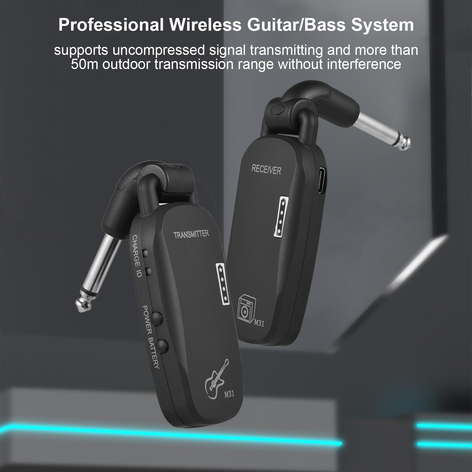 Système de transmission, système sans fil professionnel sans fil 2,4 G pour guitare, basse, émetteur-récepteur rechargeable audio portable TX&RX pour guitare électrique basse