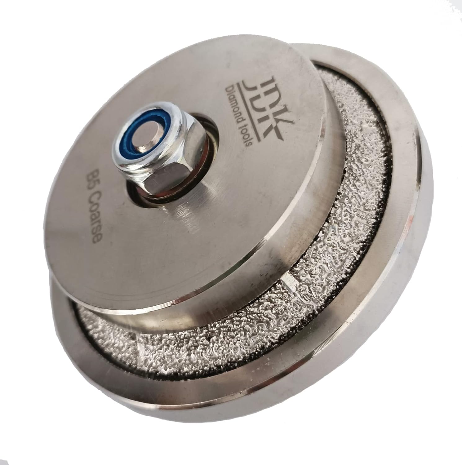 JDK B5 Diamond Hand Profiler Wheel Coarse Vacuum Brazed Router Bit 5/8’’-11 Thread Demi Half Bullnose 3/16 Inch Shape for Stone Travertine Granite Marble Countertops Edge