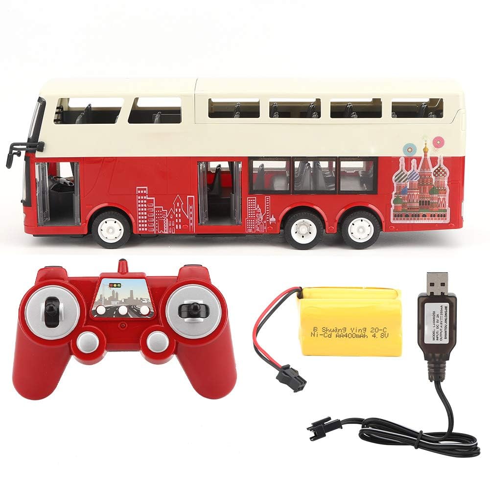 Bus Spielzeug, 1:18 Fernbedienung Doppeldecker Sightseeing Bus Wiederaufladbares Modell mit Niedlichen Aufklebern