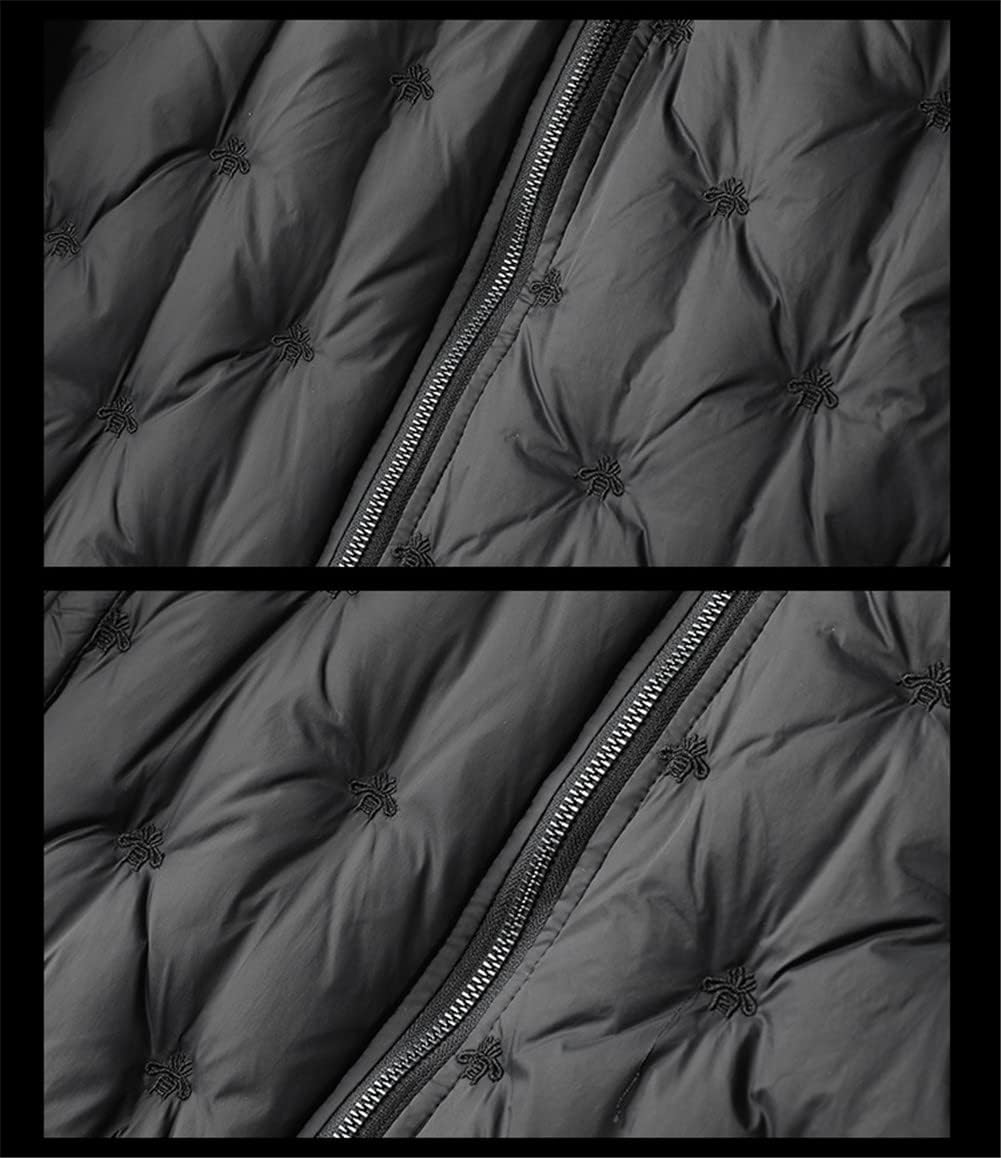 Youllyuu Winter Short Men's Down Jacket Stand Collar Embroidery Zipper Coats Slim Fit Warm Down Jackets