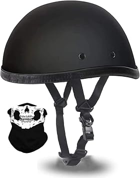 Cool Skull Cap Half Shell Helmet for Men Women DOT/ECE Approved Vintage Light Beanie Motorbike Half Helmet for Adult Cruiser Moped Vespa Novelty Comfortable Small Helmet