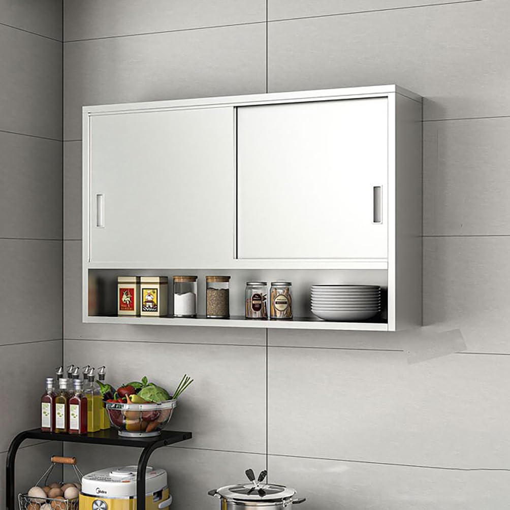 WYRNOBRX Stainless Steel Double Door Wall Cabinet with Adjustable Shelves Gabinetes Para Cocina for Kitchen And Bathroom Storage Furnishings 180Cm/70.87Inch Silver,Silver/B,L120*H70*W35