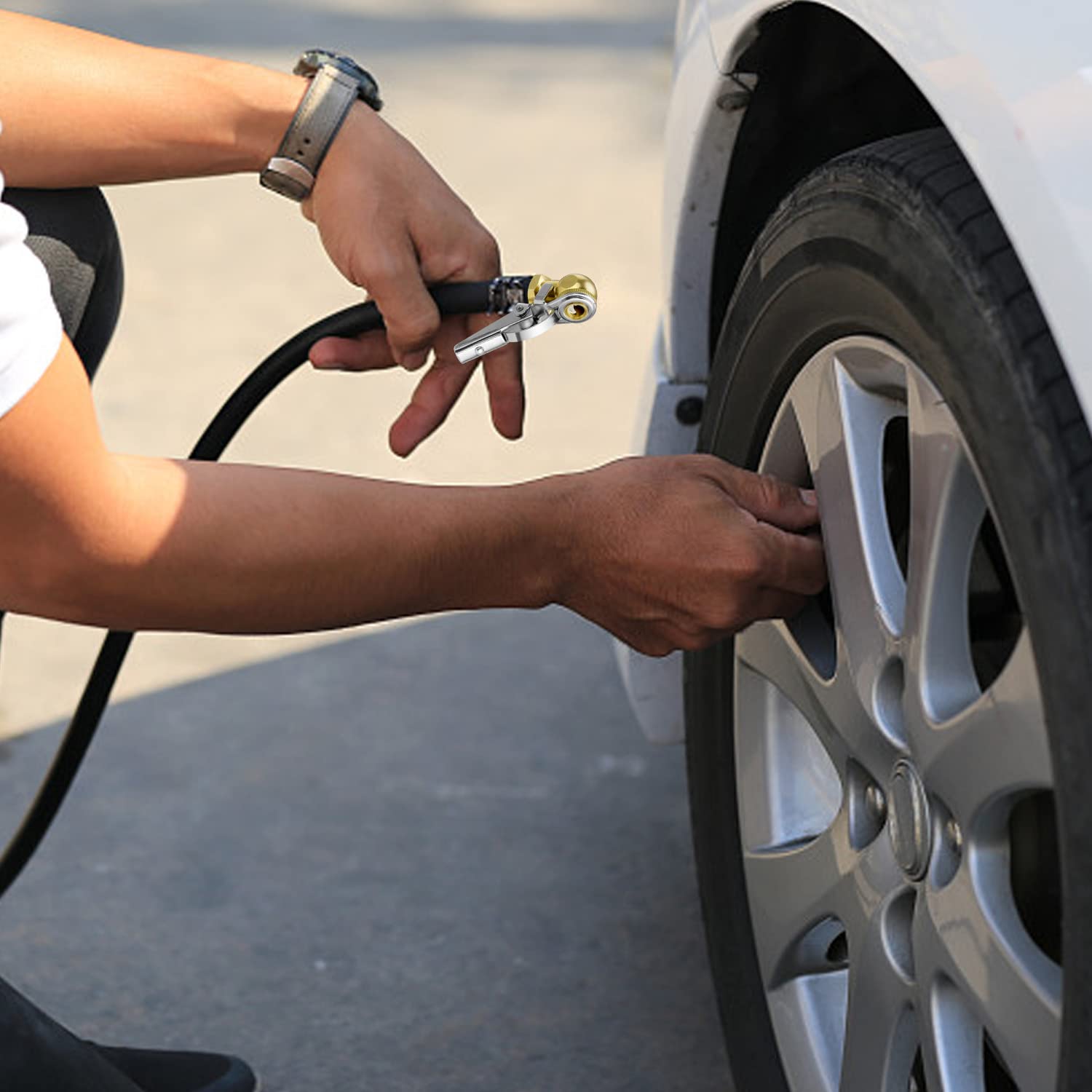 Adattatore Per Gonfiaggio Pneumatici Filettato – Ugello In Lega Di Zinco Per Auto, Moto, Camper, Bici – Mandrino Aria Universale - 5