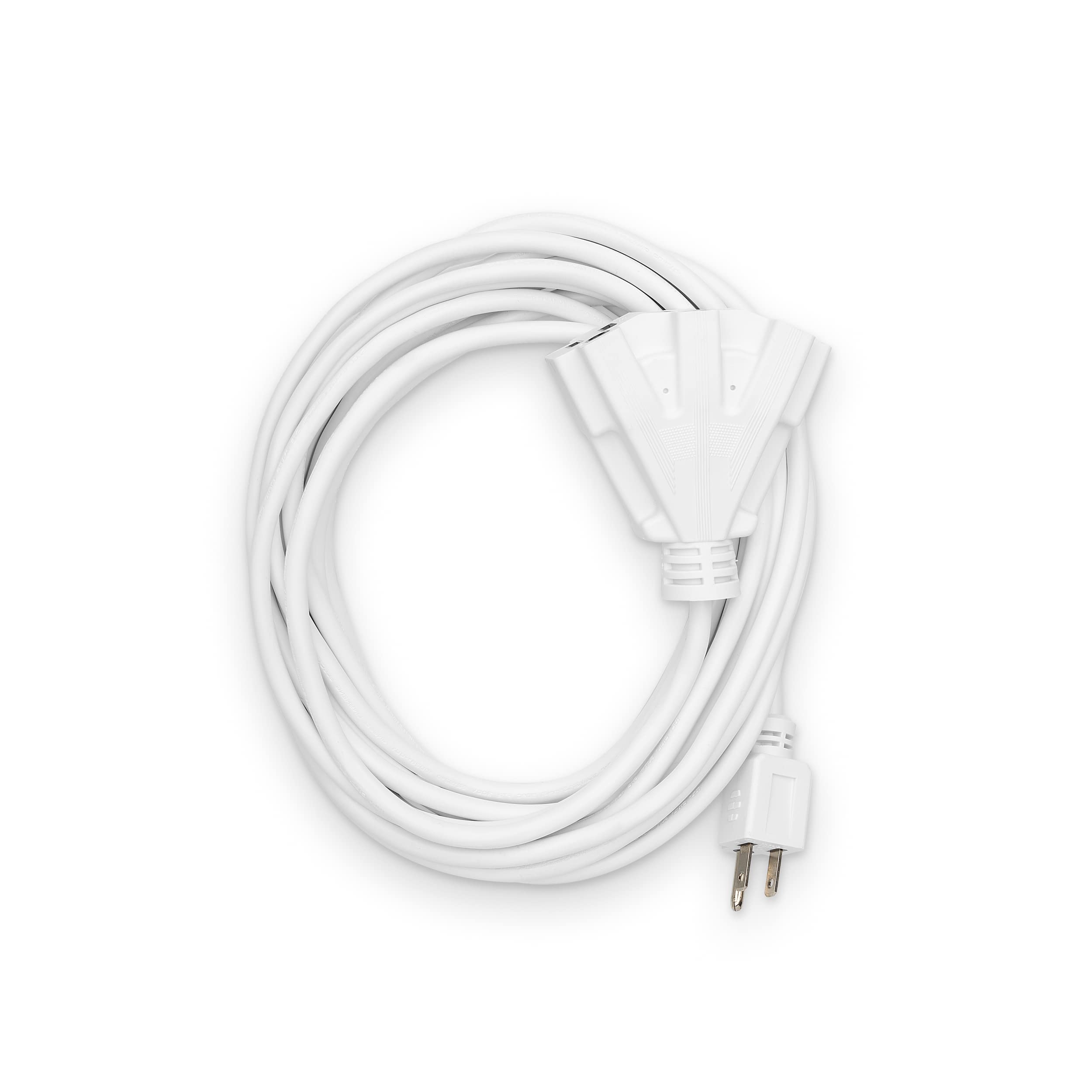HLO Lighting 25-Foot White 3-Prong Indoor/Outdoor Extension Cord with Triple Tap Outlet