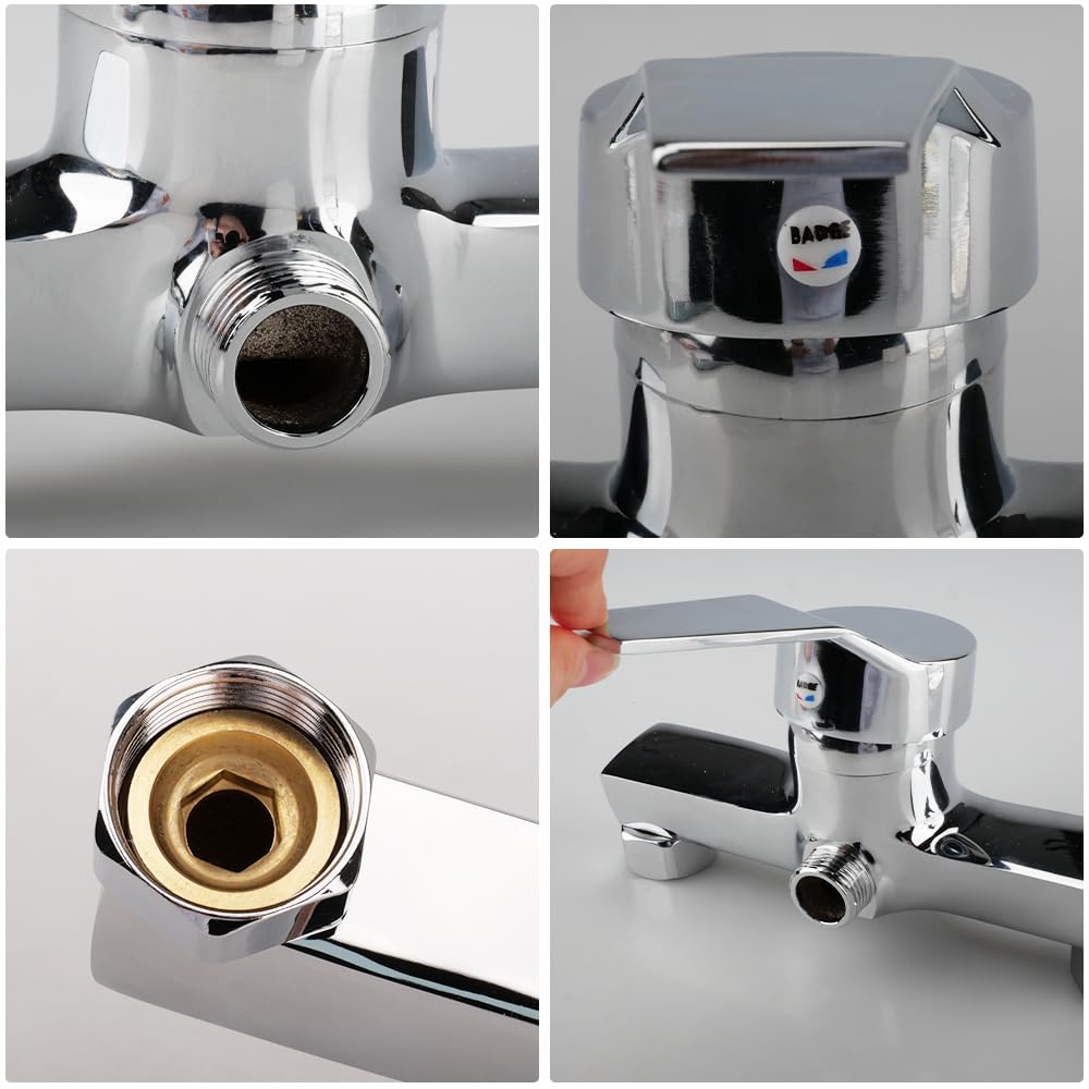 suaywo Bath Shower Mixer Taps Wall Mounted Single Lever Exposed Shower Mixer Tap Universal G1/2 Threaded Shower Faucet for Residential/Hotel - Image 4