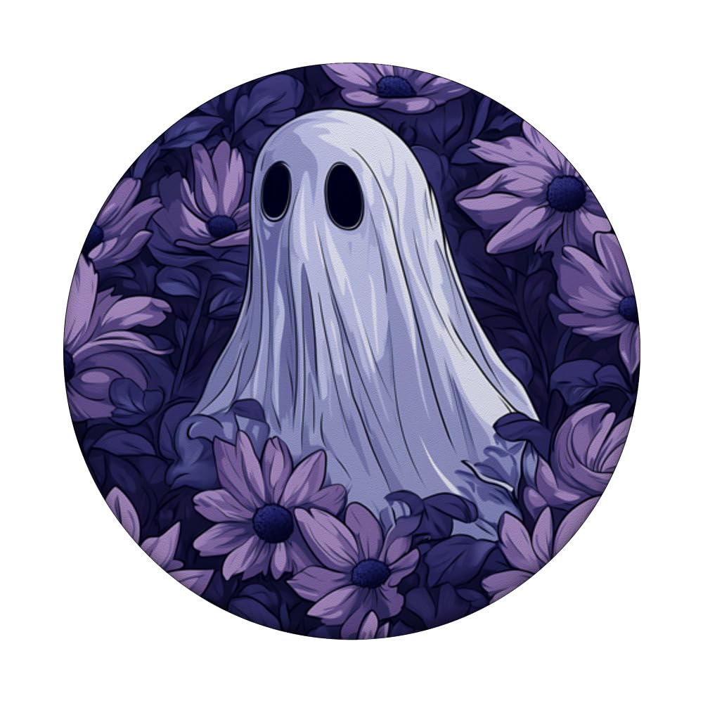 Reading In Peace Ghost Flowers Bookish Halloween PopSocket - Expandable Phone Grip & Stand
