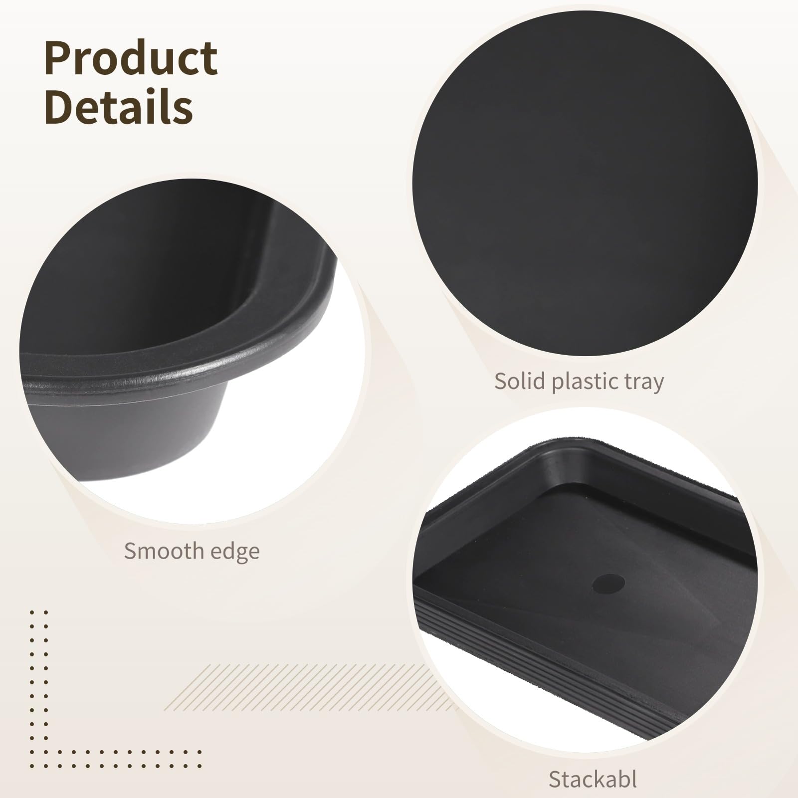 Générique 5 soucoupes rectangulaires en plastique pour pots de plantes, noires, 15,7 x 5,9 x 0,7 pouces, pour intérieur et extérieur, adaptées aux rebords de fenêtre et aux pots de fleurs