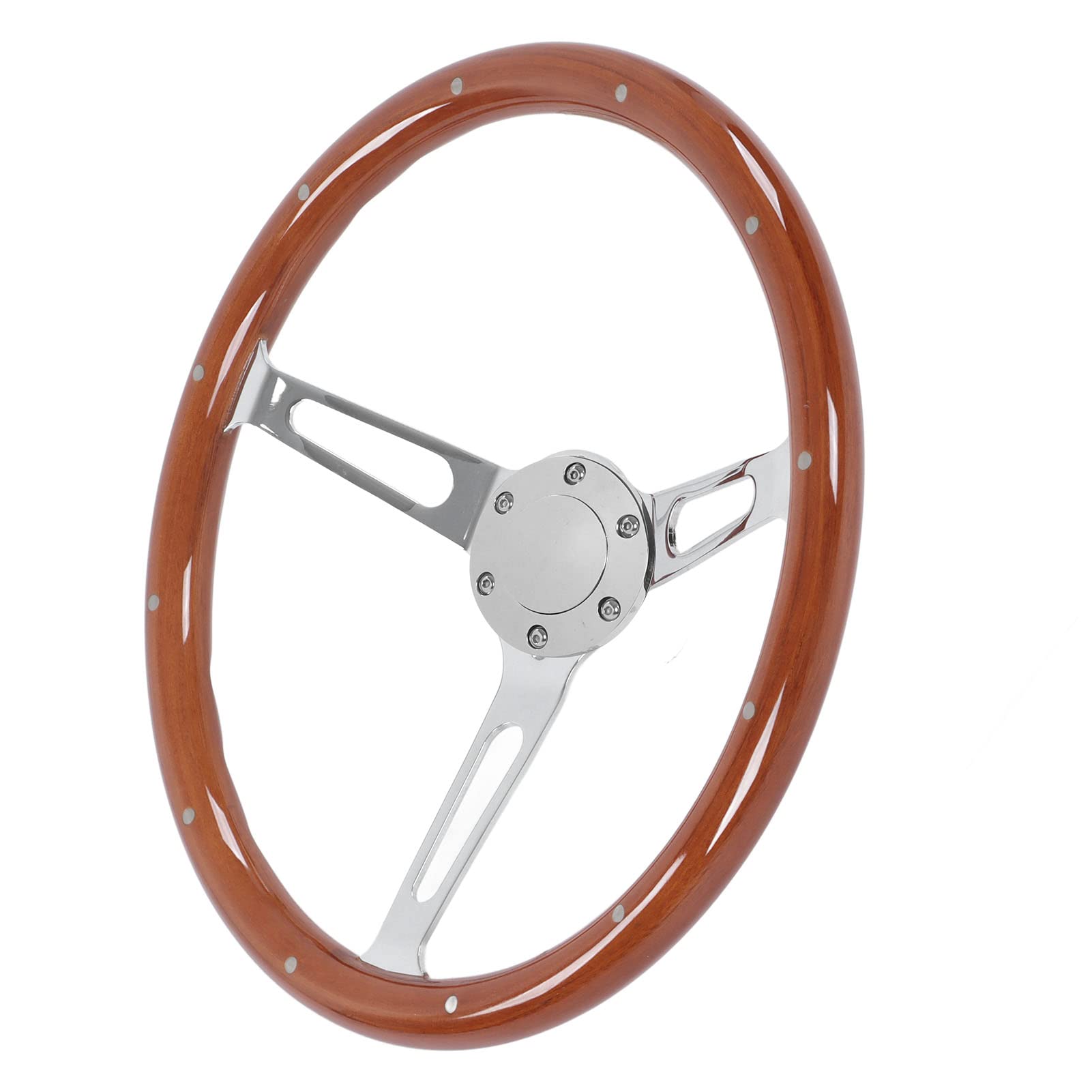 Volante Vintage, Volante in Legno Diametro 380 Mm per Montaggio Stile Nostalgia Impugnatura Universale in Noce per la Modifica Dell'auto(Marrone),Modifica/retrofit/prestazioni dell'auto