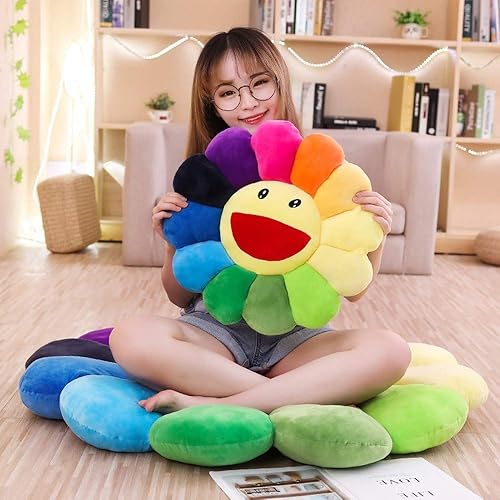 Miniatura 3 de TEFU Almohada de peluche de flores, almohada de girasol, suave y cómoda, cojín sonriente de girasol, colorido juguete de peluche para el hogar,