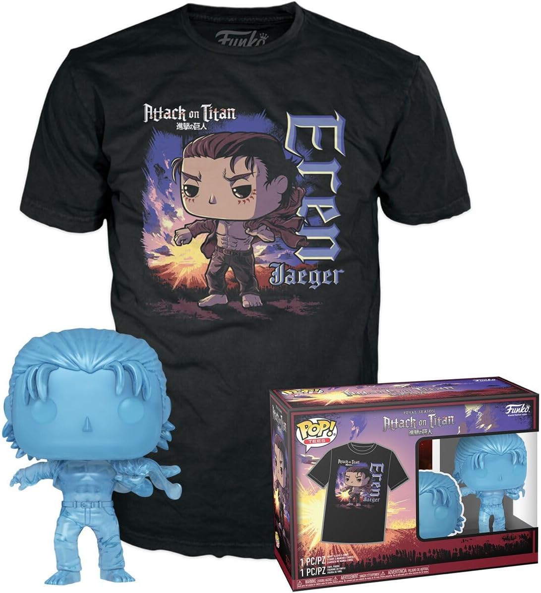 Funko POP! & Tee: Attack on Titan - Eren Yaeger with Marks - Small - (S) - T-Shirt - Clothes with Collectable Vinyl Figure - Gift Idea - Figure and Short Sleeve Top for Adults Unisex Men
