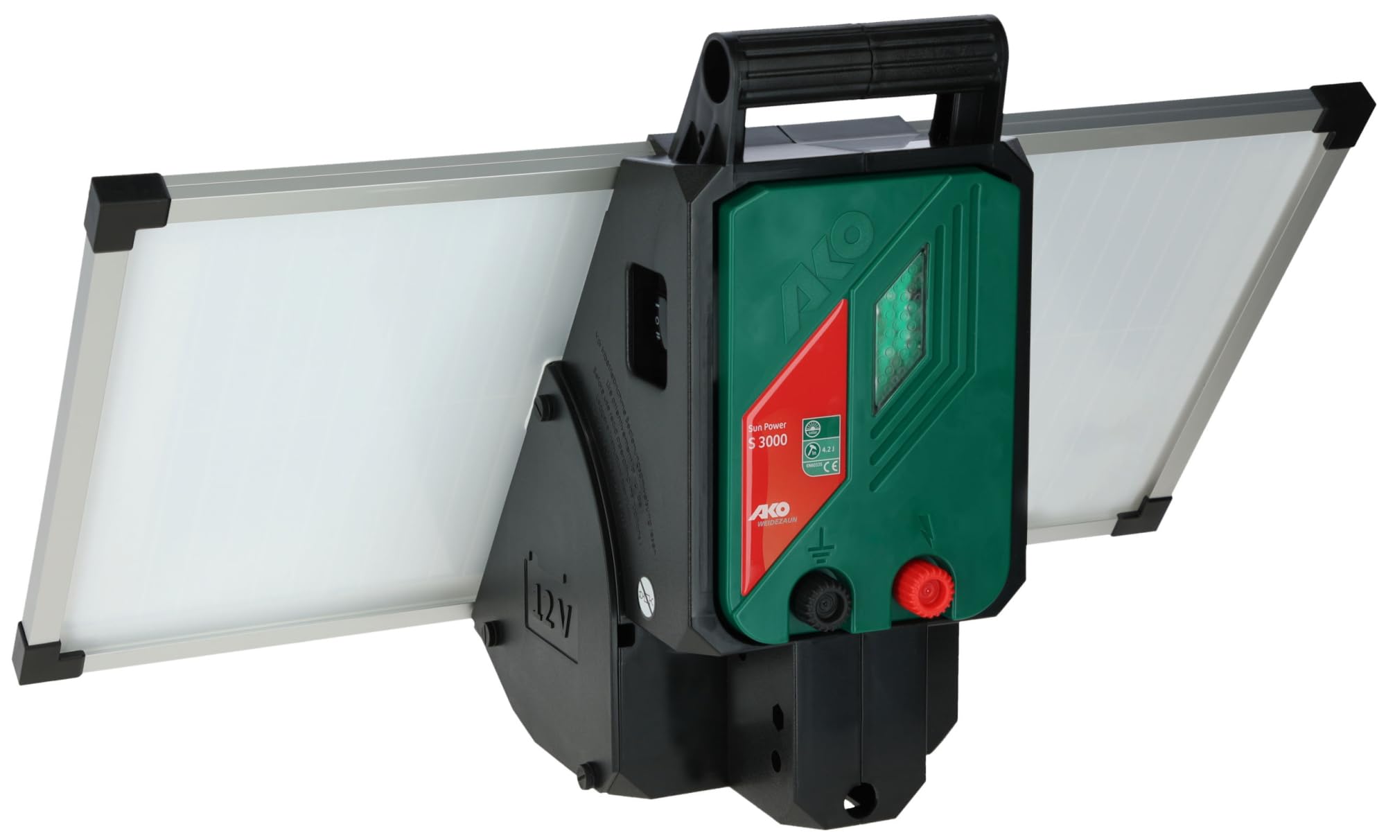 AKO Sun Power S 3000, Weidezaungerät Premium, 12 V Solargerät, Input 4.20 J, max. Spannung 11.000 V, für Zäune bis 30 km, 5 Jahre Garantie, Made in Germany