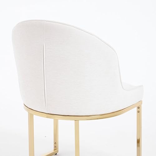 Miniatura 5 de Juego de 4 sillas de comedor modernas, sillas de cocina tapizadas con patas de metal cromado dorado, respaldo redondo, taburetes decorativos de