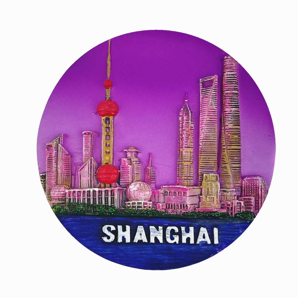 Muyu Magnet Green And Orange 3D Shanghai China Fridge Magnet Souvenir Gift, Home & Kitchen Decoration Magnetic Sticker Shanghai China Refrigerator Magnet