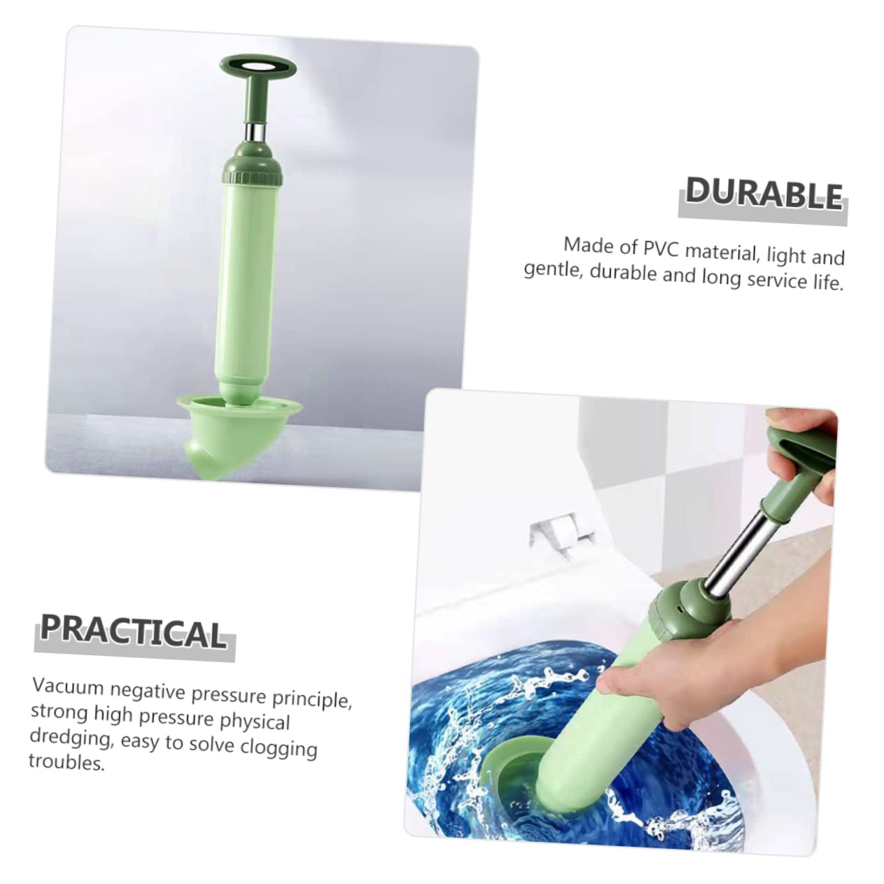 PartyKindom Stantuffo per WC in PVC di Colore Chiaro, Facile da Sbloccare e Compatibile con Maggior Parte degli Scarichi, per Pulizia in Casa e Ufficio