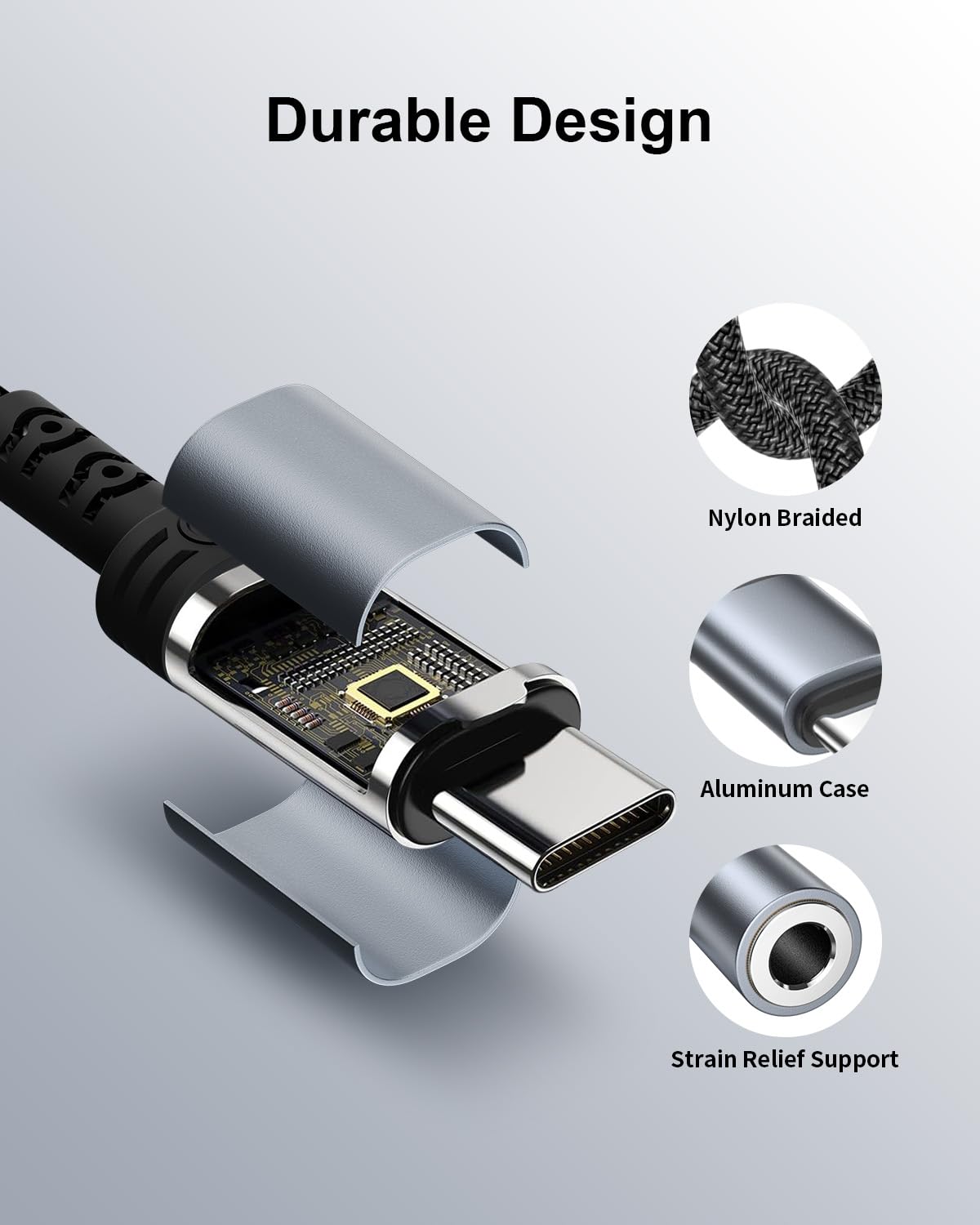 BLITEZZ Adapter USB C do jacka 3,5 mm (0,12 m, 2sztuki),Adapter USB-C do jacka 3,5 mm, adapter słuchawkowy USB C,kabel audio Aux,kompatybilny z iPhone'em 16/15,Galaxy S25 S24 S23 S22/Huawei P60/P50