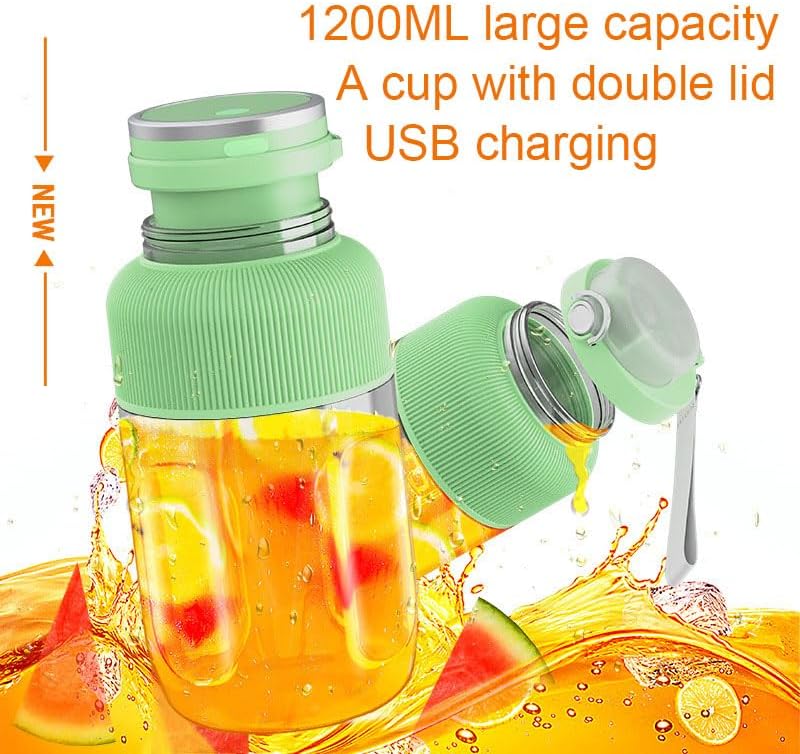 Miniatura 2 de Licuadora portátil grande, licuadora portátil inalámbrica personal de 42 onzas, recargable para batidos y batidos, frutas y verduras (verde)