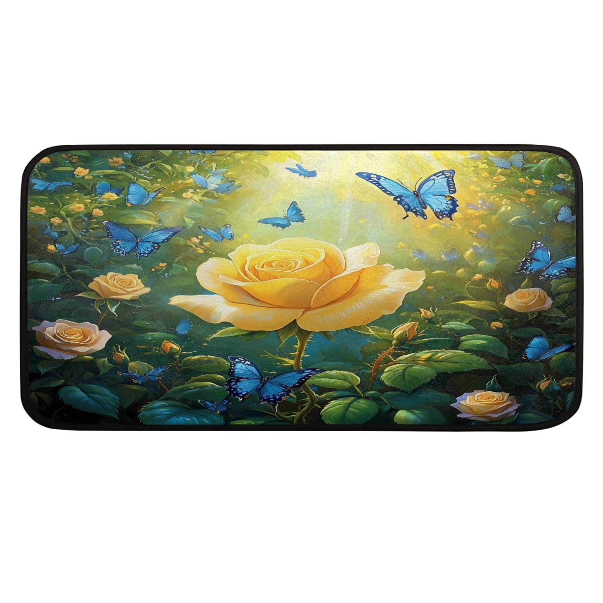 Tapis de cuisine décoratif pour couloir et buanderie motif papillon