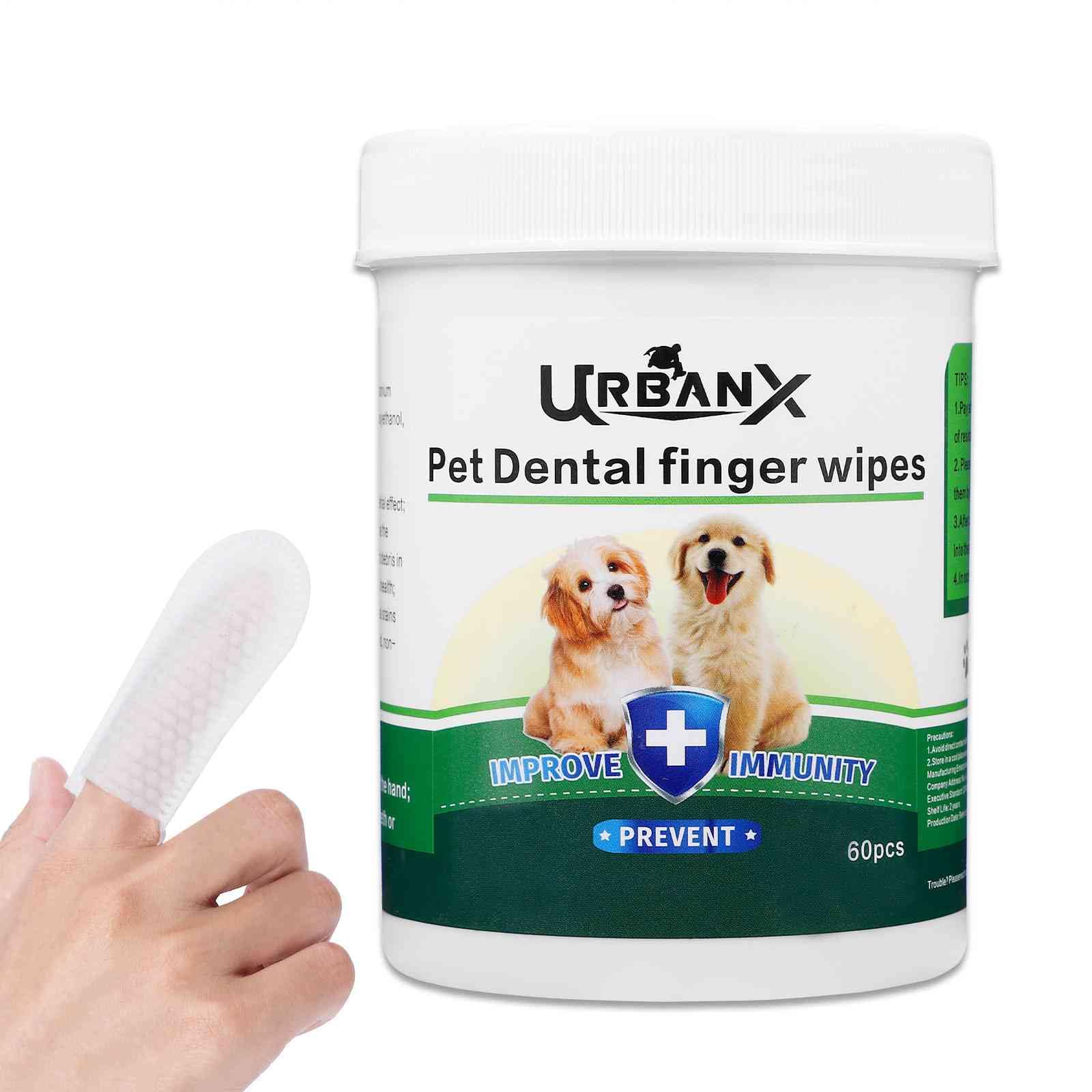UrbanX Teeth Cleaning Wipes for Labrabull and Other Mixed Breed Dogs Dogs, Remove Bad Breath, Plaque, and Tartar Buildup, No-Rinse Disposable Dog Finger Toothbrush, Gentle Gum Care Pet Wipes, 60 Count