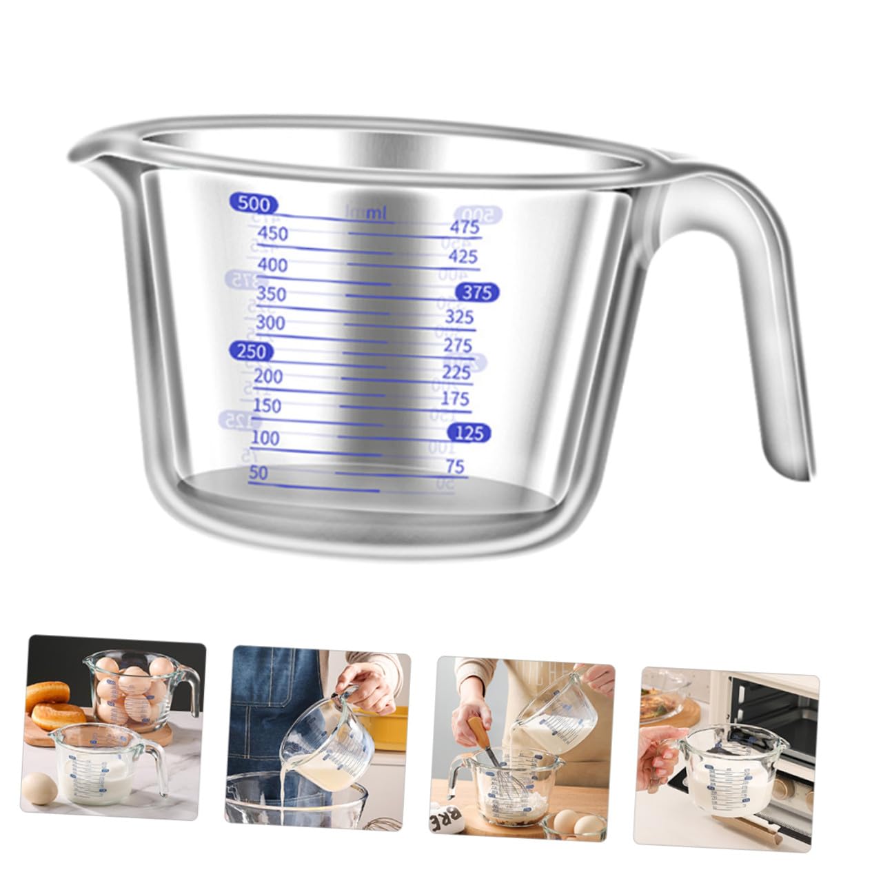 Glas Hitzebeständiger 500ml mit Skala Messbecher für Zuhause