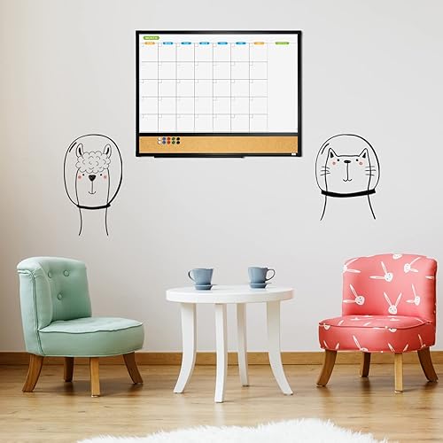 Miniatura 4 de JILoffice Calendario magnético con combinación de pizarra blanca y tablero de corchos de anuncios, 24 x 18 pulgadas, paquete de 2, marco de aluminio