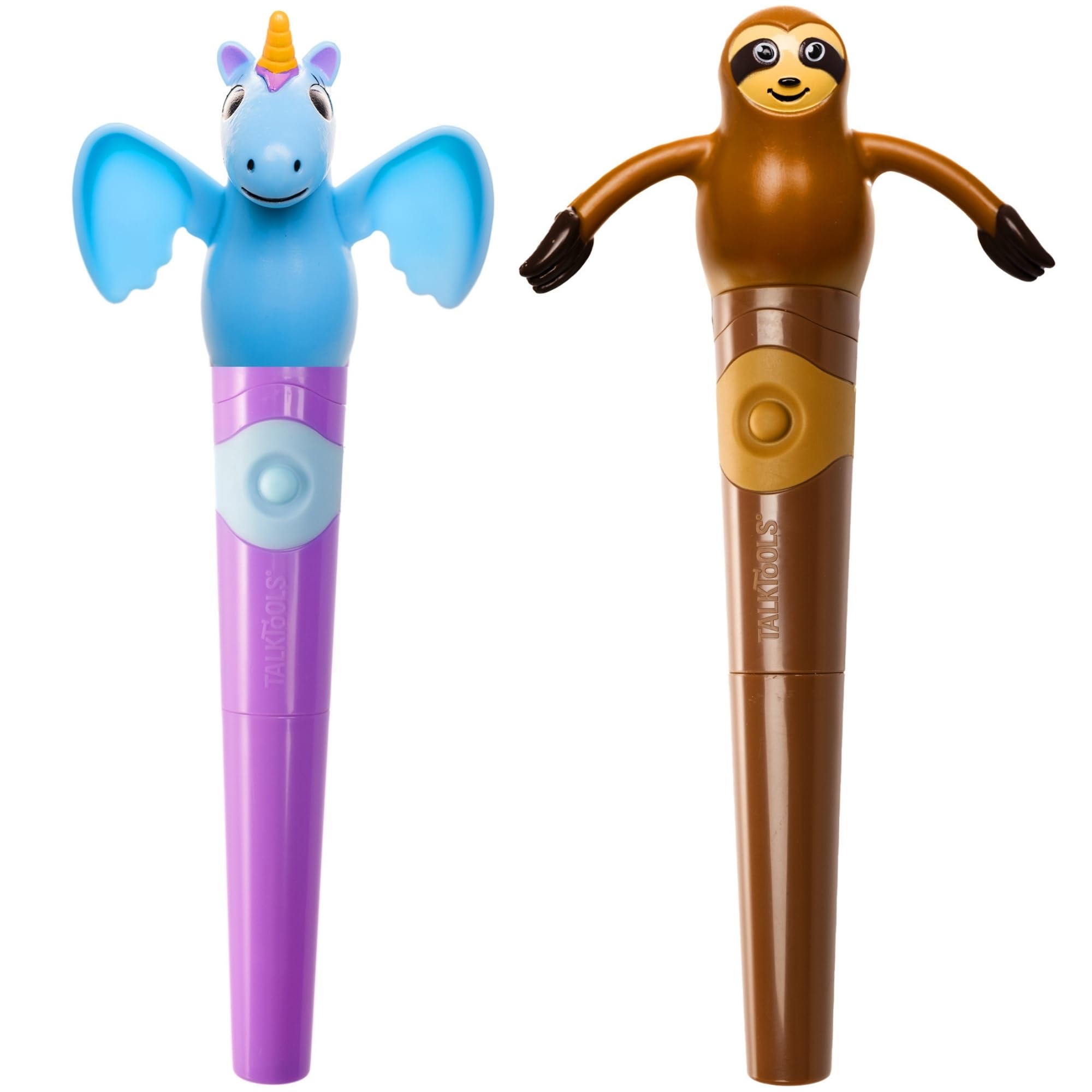 TalkTools Jiggler Oral Motor Tool for Kids - Oral Facial Massager, Sensory Awareness for Jaw &amp; Lips, Calming Vibration for Lip Rounding &amp; Feeding | Unicorn &amp; Sloth, Set of 2