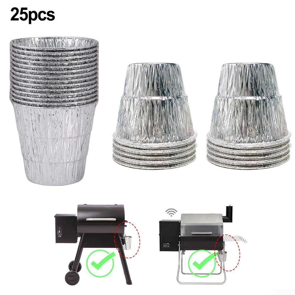 Forro de cubo de grasa, paquete de 25 forros de cubo de grasa, bandeja de goteo para parrilla Traeger Pro Series compatible con parrillas Green Mountain para barbacoa