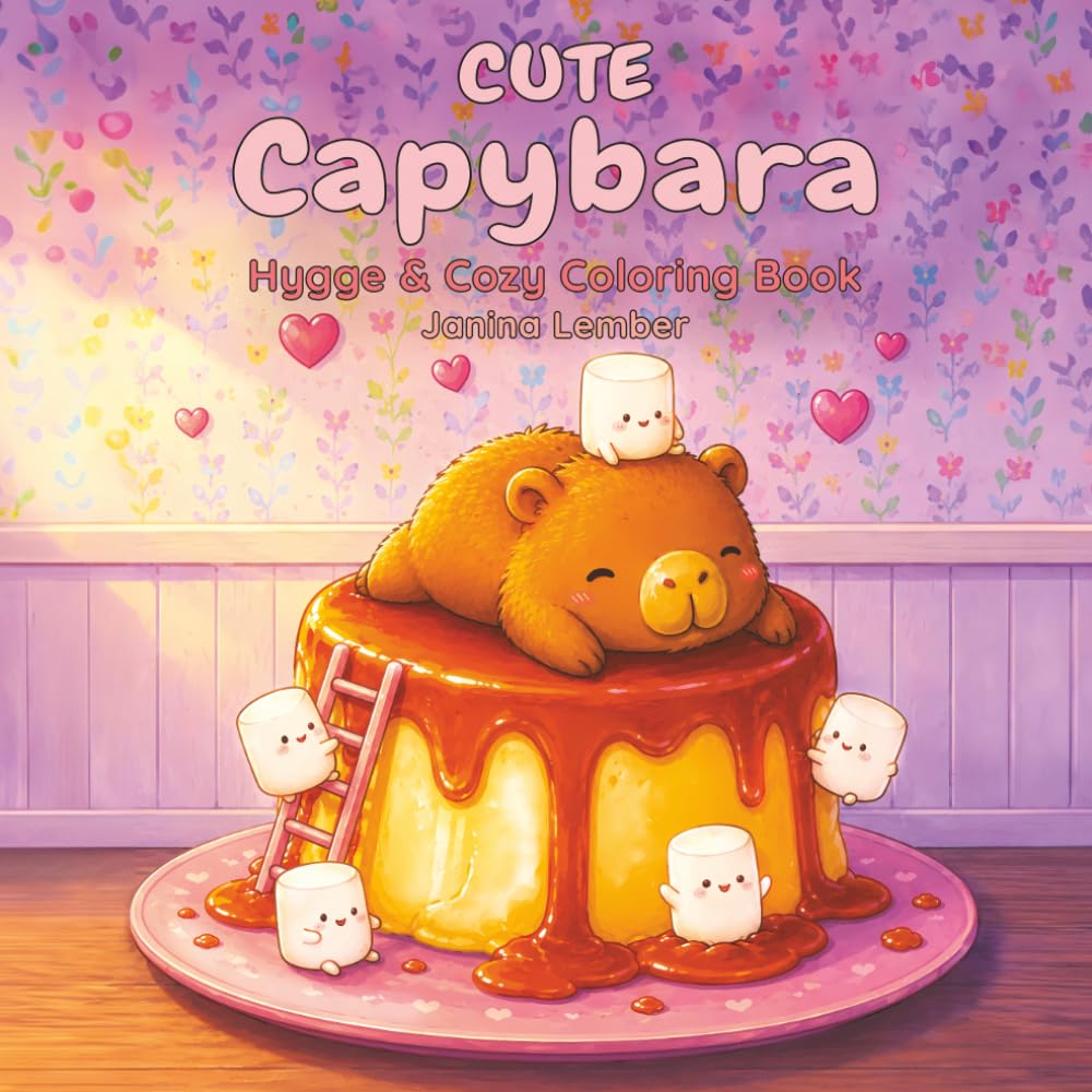 Cute Capybara: Hygge and Cozy Coloring Book