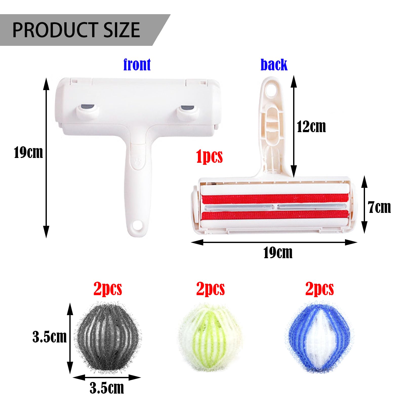 DKDDSSS 7-teiliges Tierhaarentferner Set - Fusselrolle Für Hunde & Katzenhaare