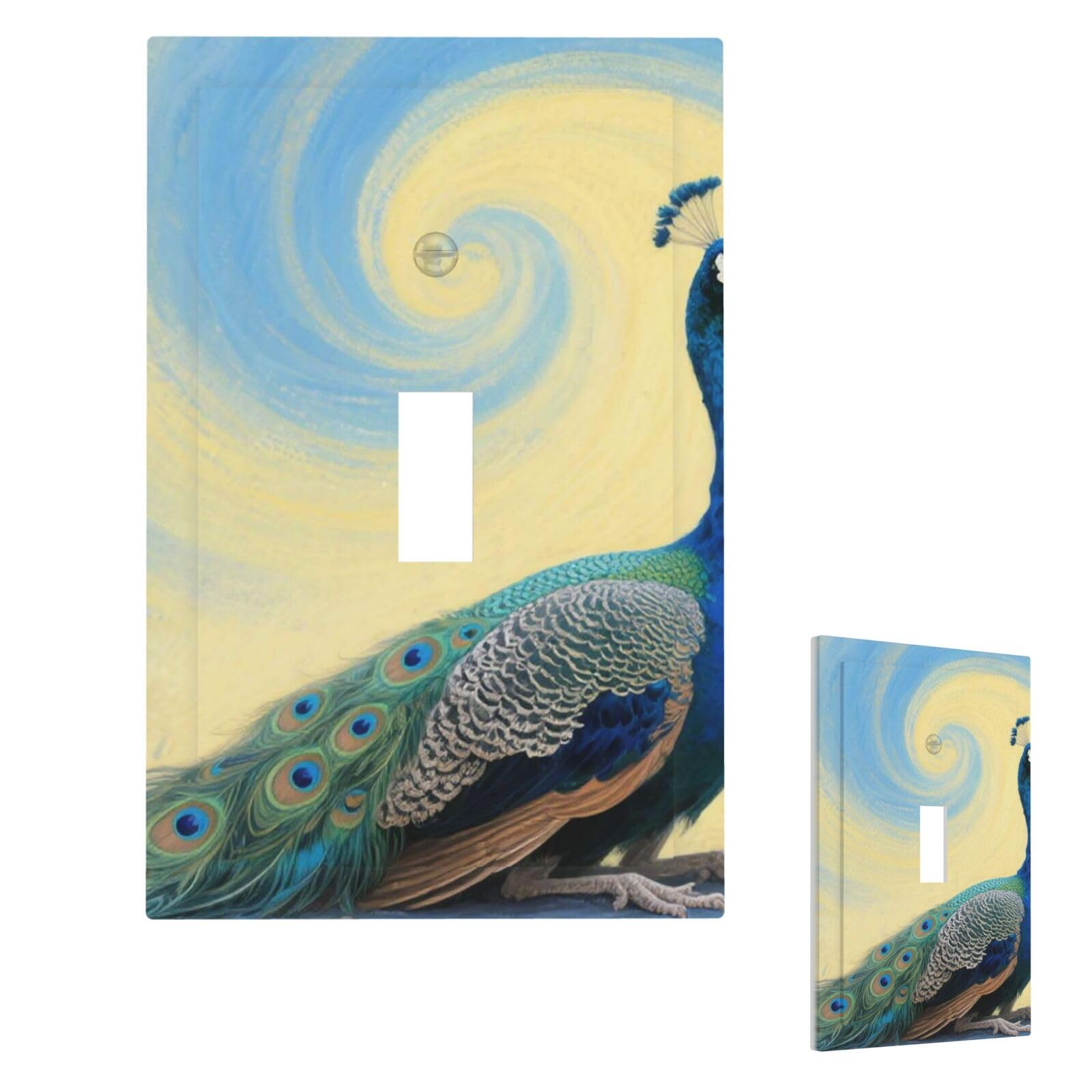 Elegant Peacock Wall Plate Cover Modern Decorative 1 Gang Light Switch Cover Unbreakable Receptacle Outlet Covers For Living Room Bedroom Home Decor Single Toggle