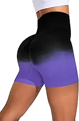 Short feminino de cintura alta com design ombré, perfeito para academia, ioga e uso diário