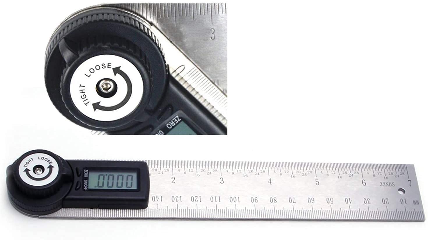 WJJ Righello dell'angolo Digitale con Display LCD e Funzione di Blocco, Misura della Lunghezza 400 mm / 14 Pollici, intervallo di misurazione: 0 ° ~ 360 °, Acciaio Inossidabile