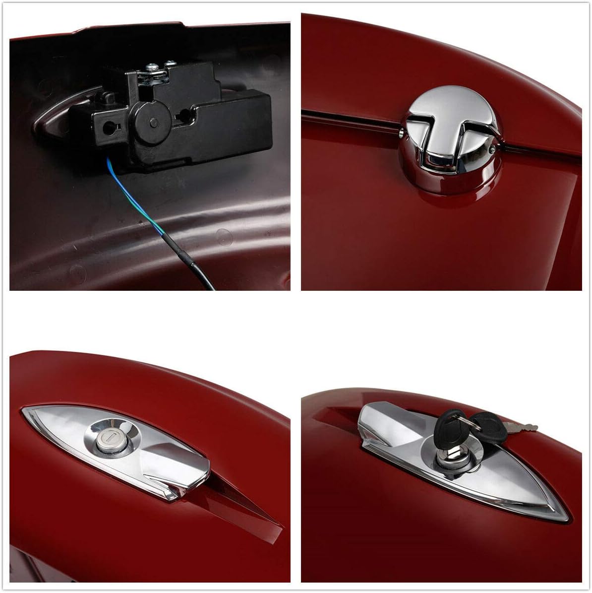 TCMT Red Saddlebag Electronic Latch Lid Carpet Liner Fit For Indian Springfield 2016-2019 Chieftain 2014-2018 Roadmaster 2015-2019