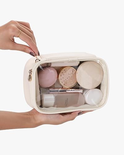 Miniatura 4 de Pocmimut Bolsa de maquillaje transparente, bolsa de cosméticos de piel sintética, bolsa de maquillaje, accesorios de automóvil, organizador de