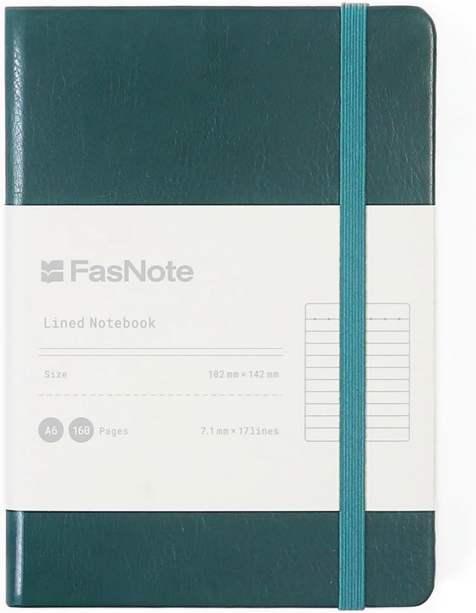 A6 Lined Hardcover Notebook, 100 GSM Paper, Dark Green