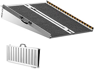 PORIYA 2FT Aluminium Ramp,270kg/600lb Capacity Anti Slip Wheelchair Ramp,with Carry Handle,Folding Loading Threshold Porta...