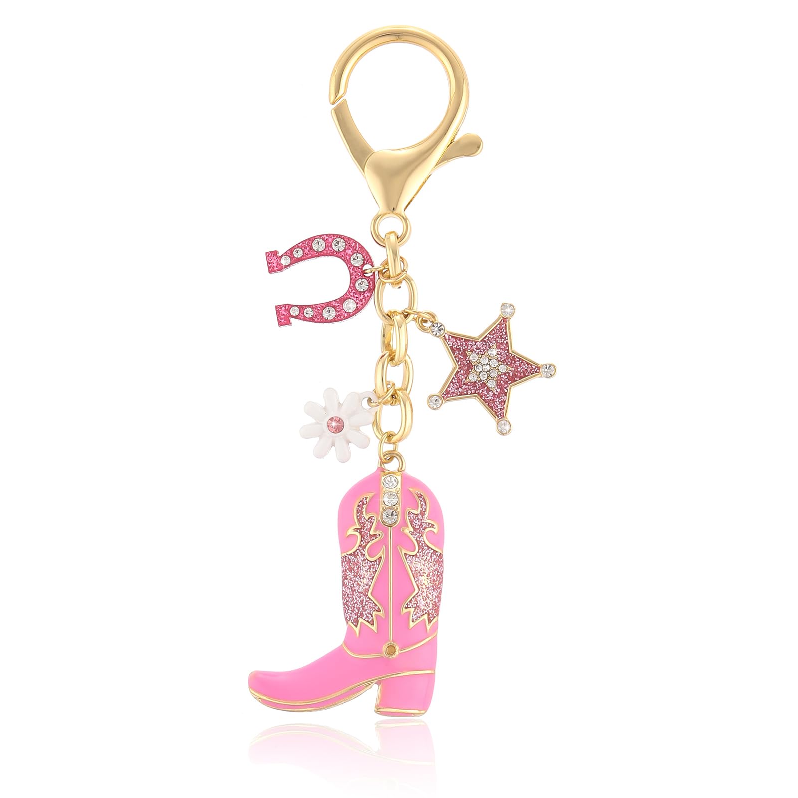 Firopia Keychain Bag Charms Car Keyrings | Purse Handbag Charms for Women | Fruit Bag Key Chain Accessories Gift, Pink Cowboy Boots