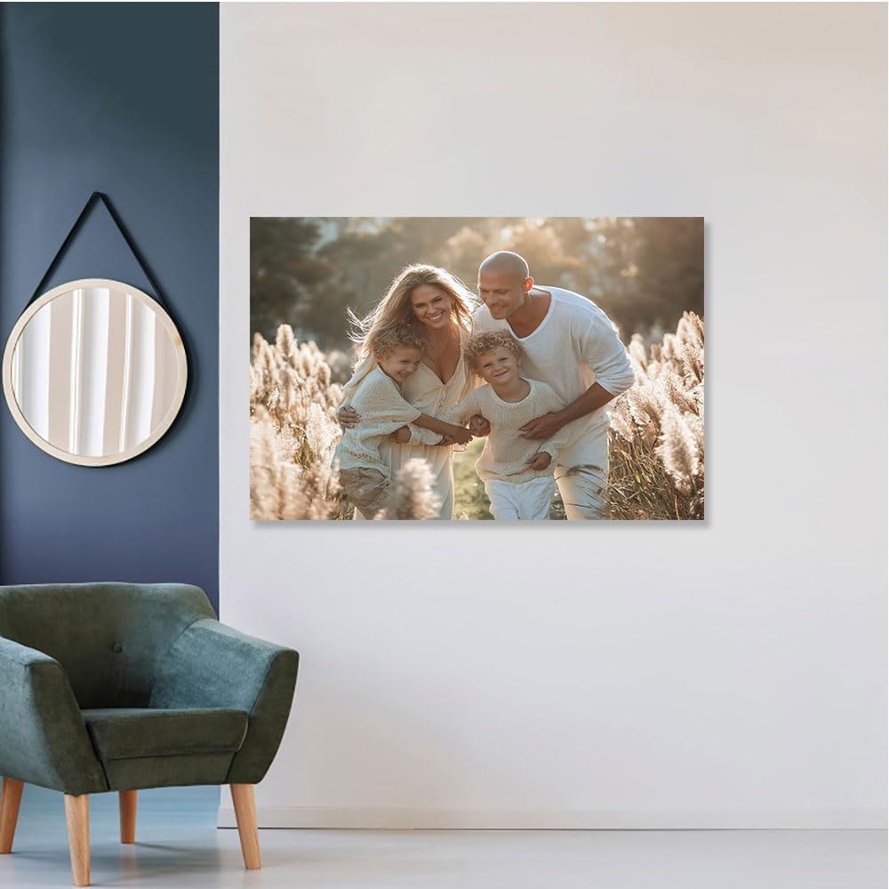 Custom Canvas Prints with Your Photos Personalized Canvas Wall Art (Framed 16x24inch) Personalized Pictures for Pet/Family Gifts for Mom/Men/Women