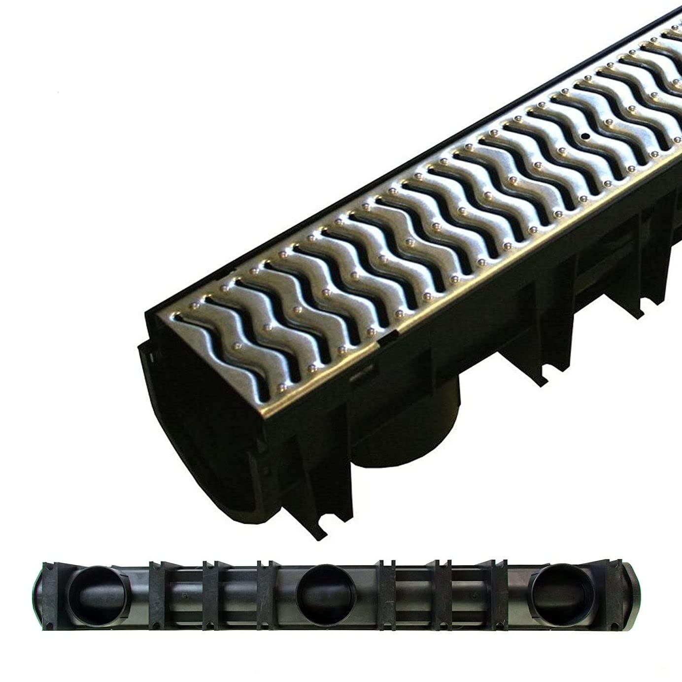 6 x Galvanised Drainage Channel Polydrain Heelguard 1m Lengths Storm Drain Channel Linear 13cm High by 12cm Wide Water Rain Storm Shower Wetroom Garden Driveway 1m