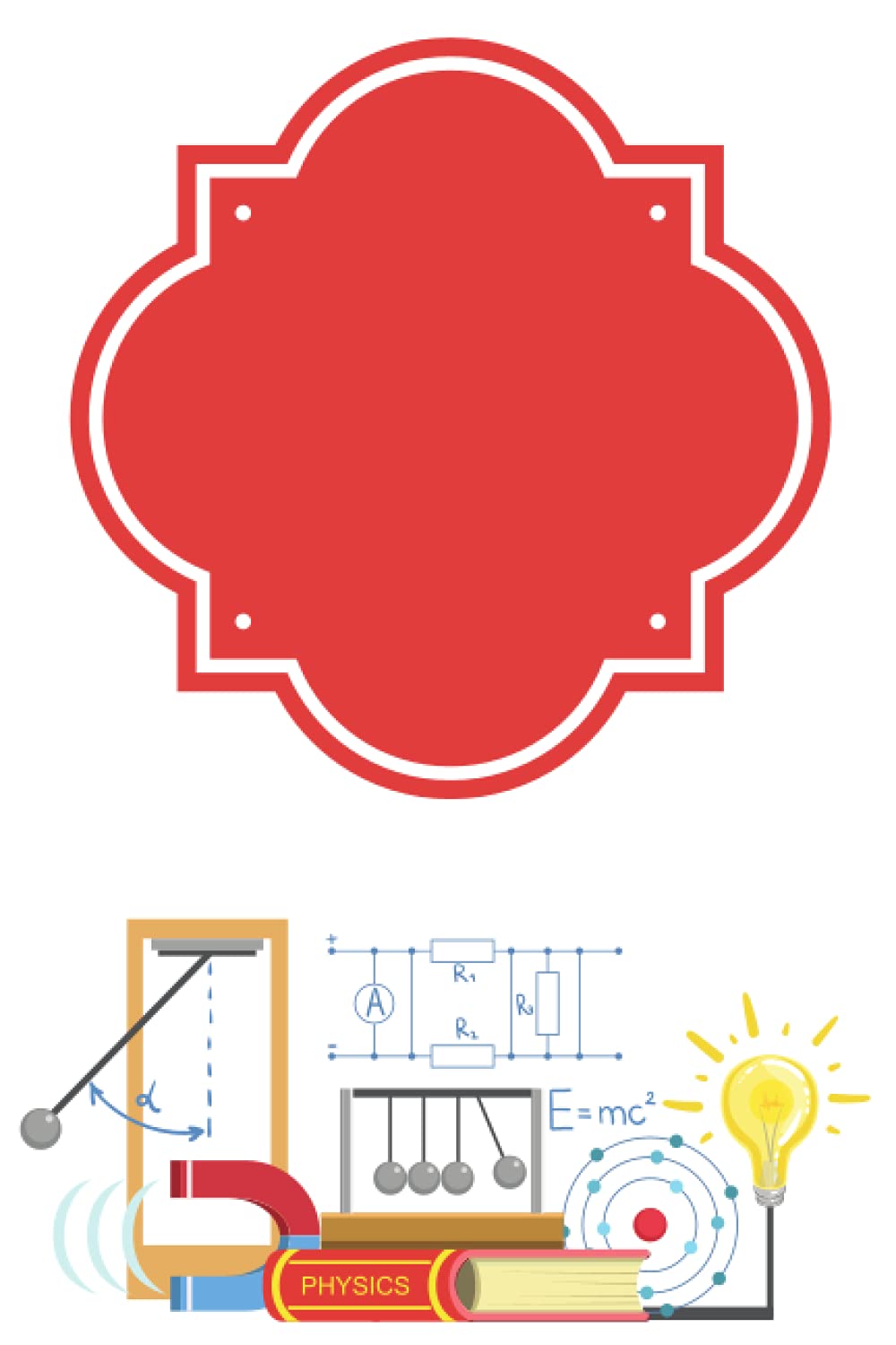 'Physics' Design Blank Exercise Book - Name Tag Front Cover - Lined Lesson Pages, 120 Pages - Learning Educational Resource Materials