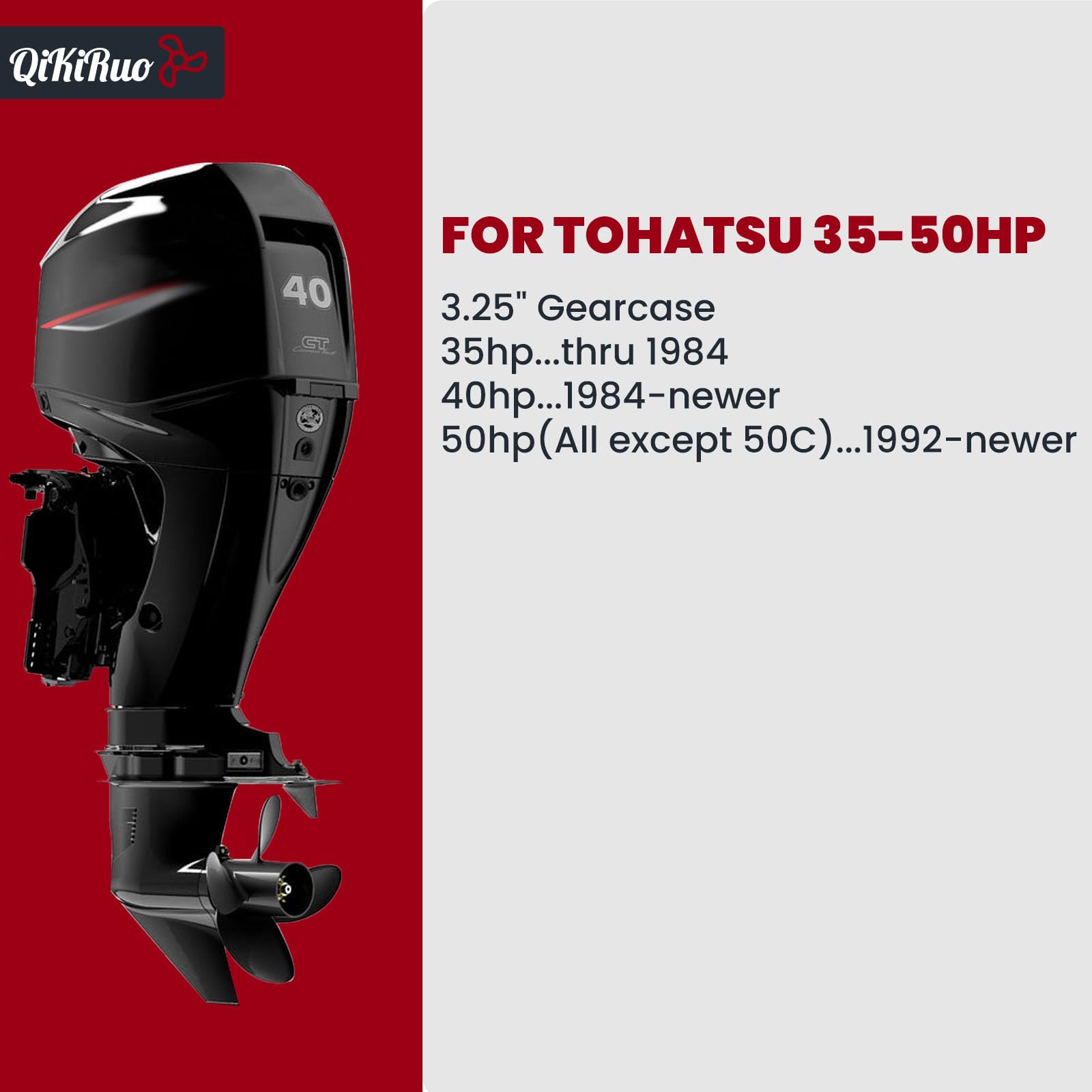 11,6 x 11, 11,4 x 12, 11,1 x 13, 11,1 x 14, 11 x 15 OEM-Upgrade-Aluminium-Außenbord-Propeller für Tohatsu und Nissan 35 PS - 50 PS, 13 Zähne, gepresste Gummi-Nabe, rechts